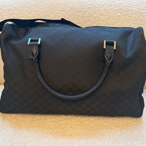 Gucci Black GG Nylon Weekender Travel Bag